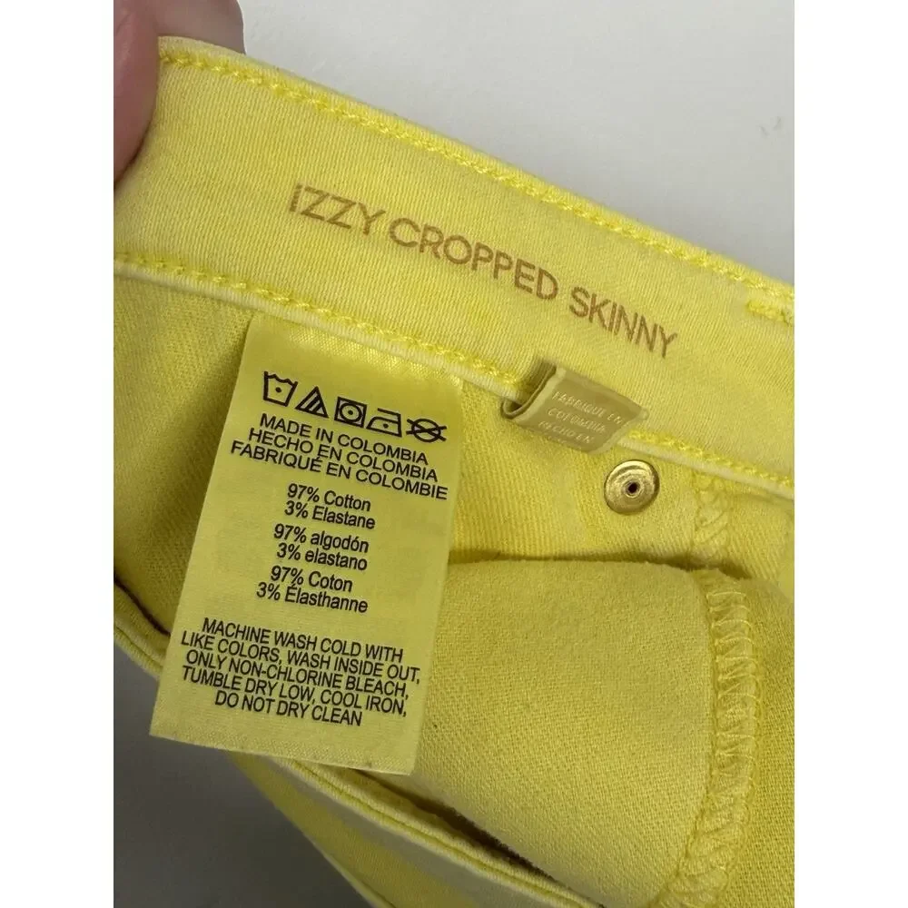 Michael Kors Womens Izzy Cropped Skinny Jeans Yellow Size 14